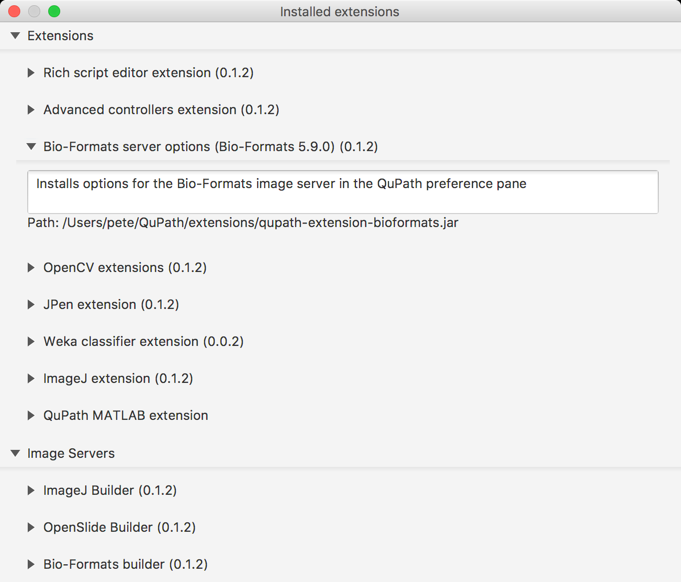 Installed extensions v0.1.2
